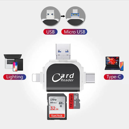 Multi-Port 4 in1 Universal SD TF Card Reader