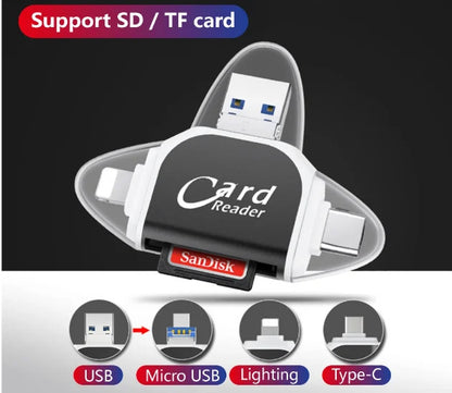 Multi-Port 4 in1 Universal SD TF Card Reader