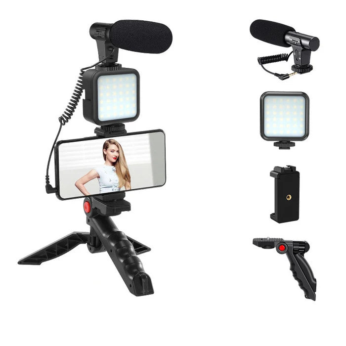 5 in 1 Vlogging Kit with Fill Light Microphone Tripod